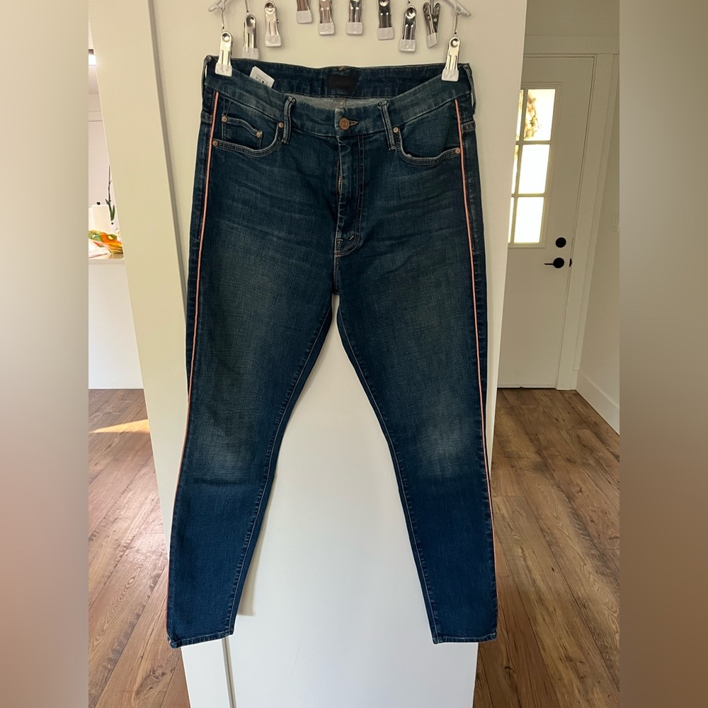 Mother Blue Jeans with strip